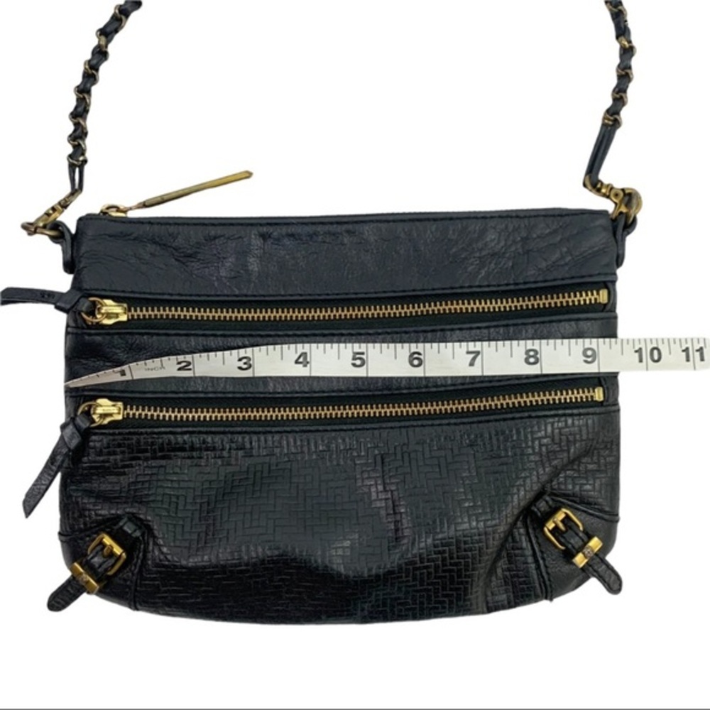 Elliot Luca Black Gold Leather Chain Crossbody Purse Women’s - Picture 4 of 15